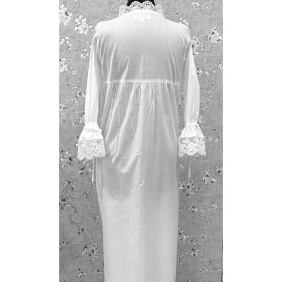 SoieRose Victorian White Cotton Nightgown with Lace Trim – SR-1227 - Picture 8 of 9